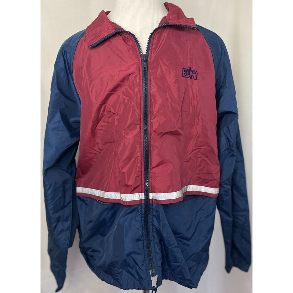 Vintage Bill Rodgers Running Jacket Windbreaker Medium Mens Reflective Stripe